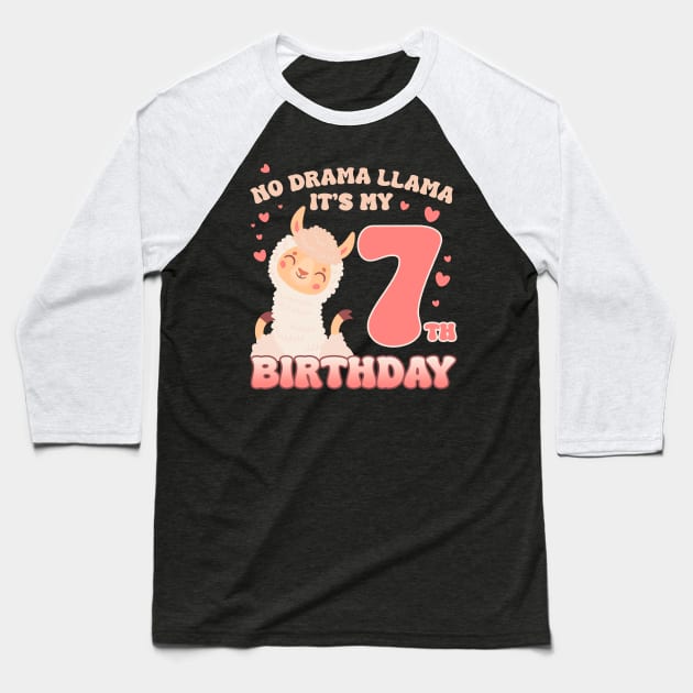 No Drama Llama its my 7th birthday cute Llama gift for kids Baseball T-Shirt by ttao4164